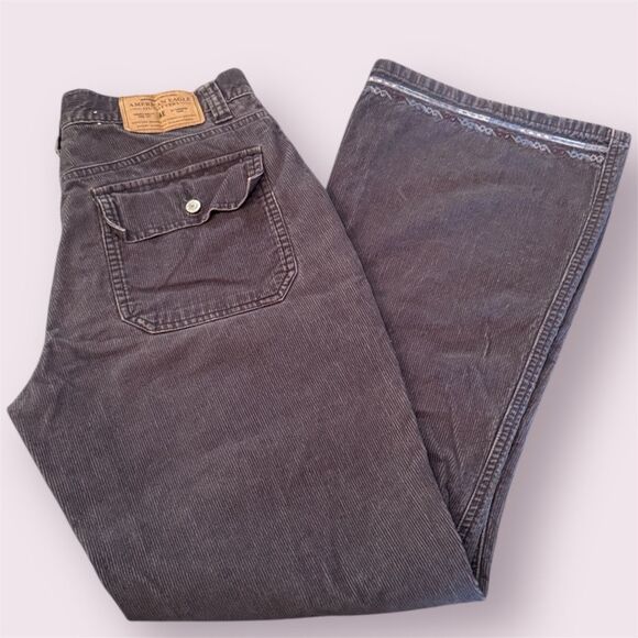 AMERICAN EAGLE Vintage 90s Y2K Corduroy Carpenter Pants Embroidered Hem Bootcut - Picture 1 of 14